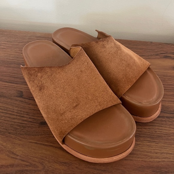 Wal & Pai Stone EU Size 41/10.5 Platform Sandals Tan Leather Suede Boho Earthy - Picture 3 of 13